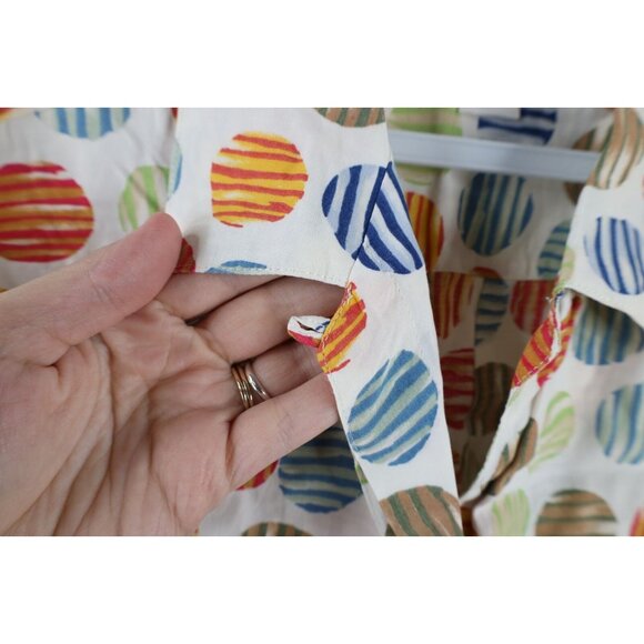 Vintage 90s Esprit Womens Medium Polka Dot Looped Collar Button Shirt Rayon - Picture 4 of 15